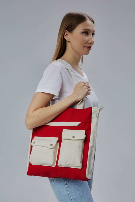 Zoozie Bags Bolsa Tote de Lona Roja